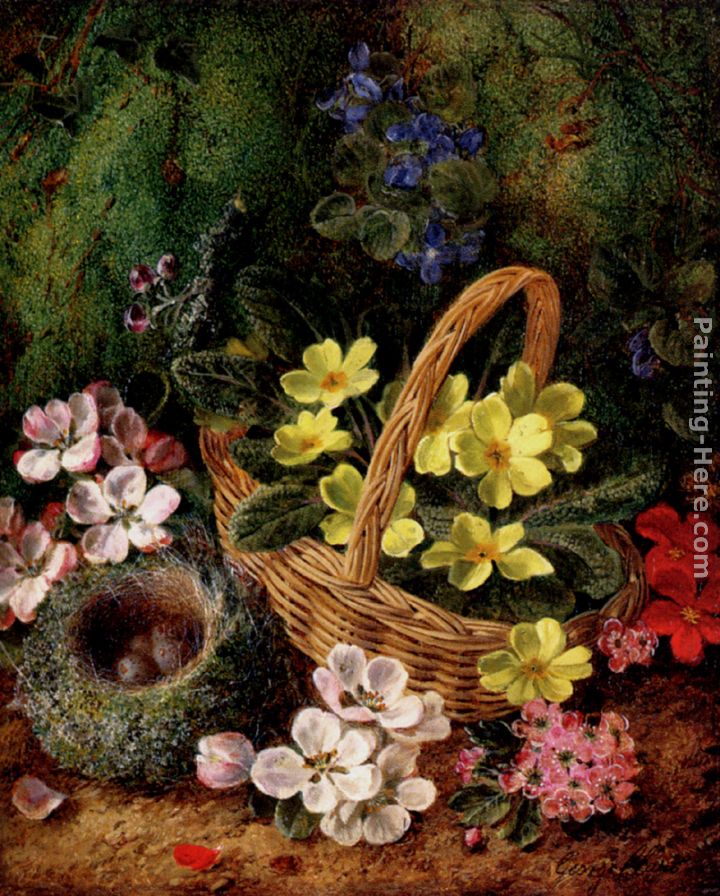 Apple Blossom And A Bird's Nest On A Mossy Bank painting - George Clare Apple Blossom And A Bird's Nest On A Mossy Bank art painting